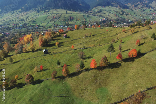 Mountain landscape in Bucovina, Romania photo