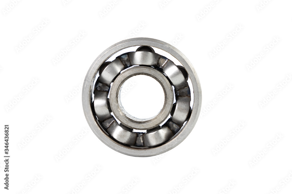 Close up Metal rolling bearing spare part of mechanical on white background. Close up Metal rolling bearing spare part of mechanical on white background.