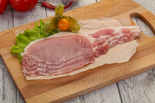 Raw pork bacon