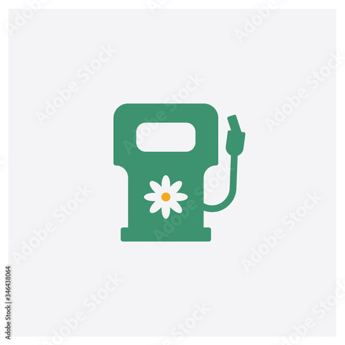 Eco fuel concept 2 colored icon. Isolated orange and green Eco fuel vector symbol design. Can be used for web and mobile UI/UX