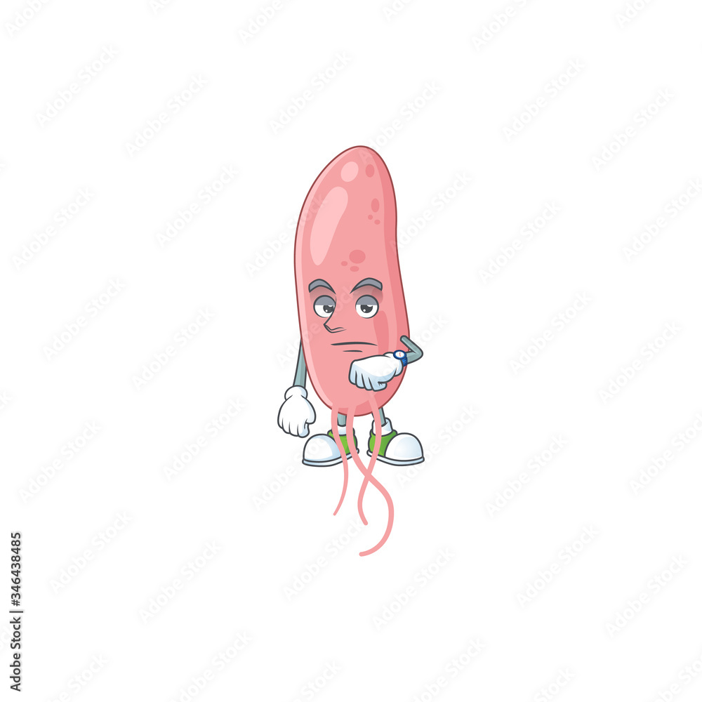 Vibrio cholerae with waiting gesture cartoon mascot design concept Vibrio cholerae with waiting gesture cartoon mascot design concept
