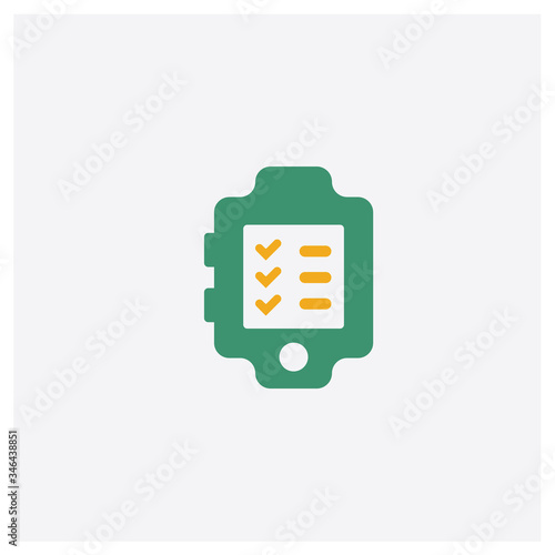 Test concept 2 colored icon. Isolated orange and green Test vector symbol design. Can be used for web and mobile UI/UX