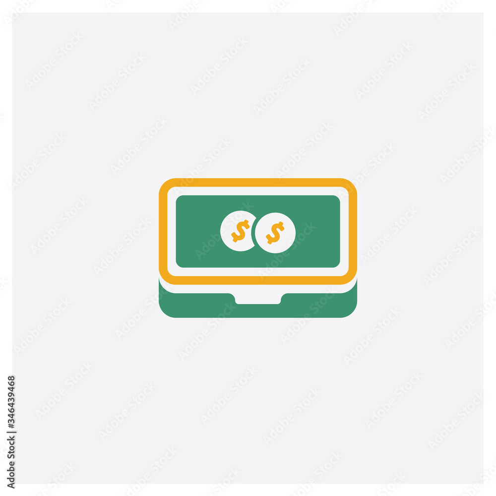 Laptop concept 2 colored icon. Isolated orange and green Laptop vector symbol design. Can be used for web and mobile UI/UX