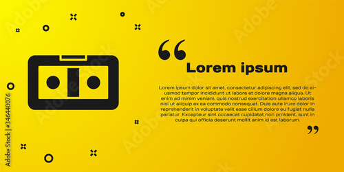 Black VHS video cassette tape icon isolated on yellow background. Vector Illustration