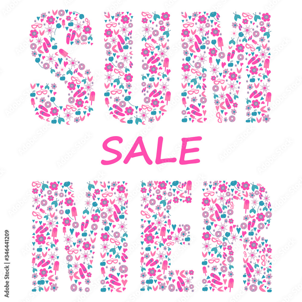 Summer sale, hand drawing lettering
