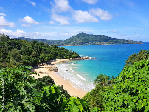 Tropical blue lagoon, ocean coast exotic view