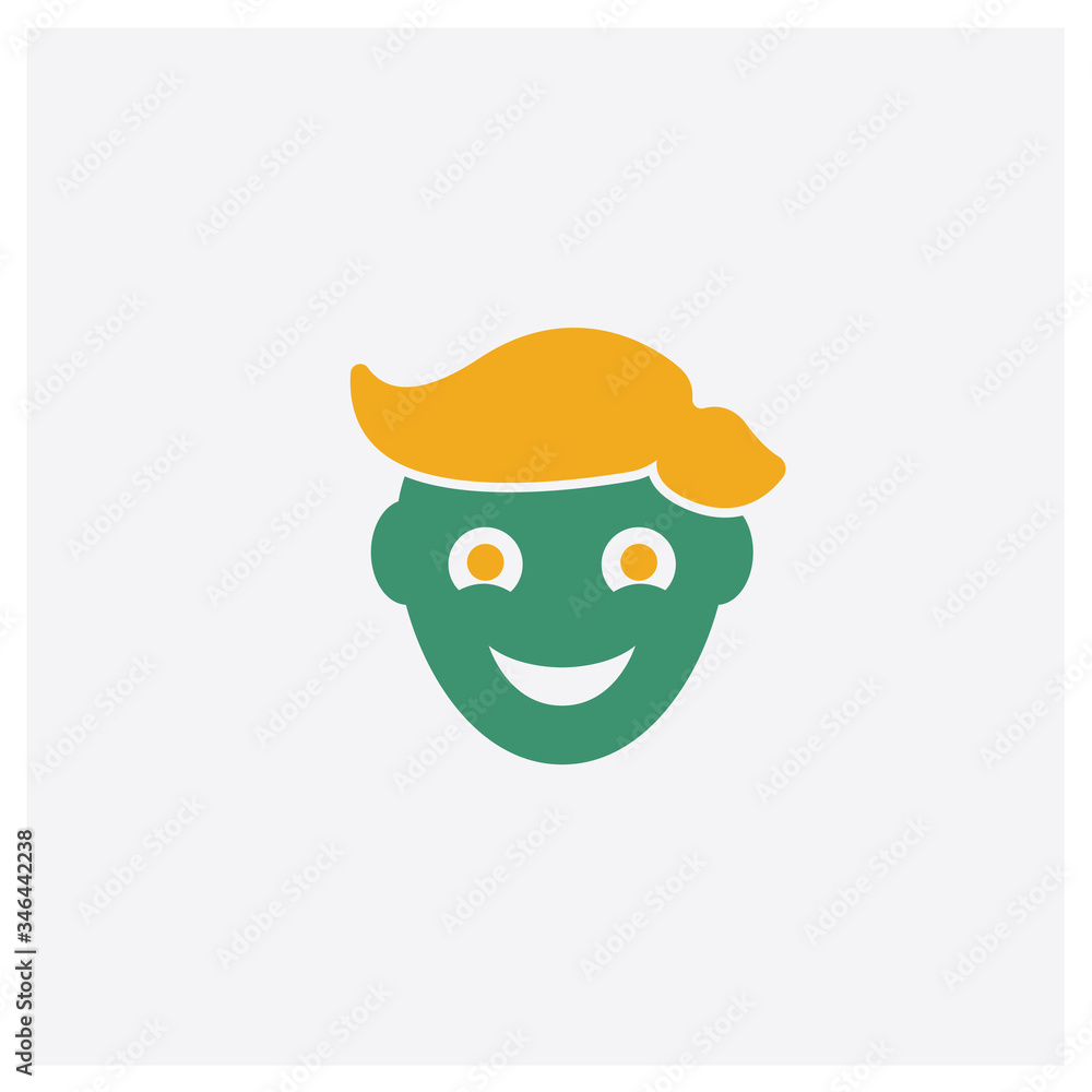 Healthy boy concept 2 colored icon. Isolated orange and green Healthy boy vector symbol design. Can be used for web and mobile UI/UX