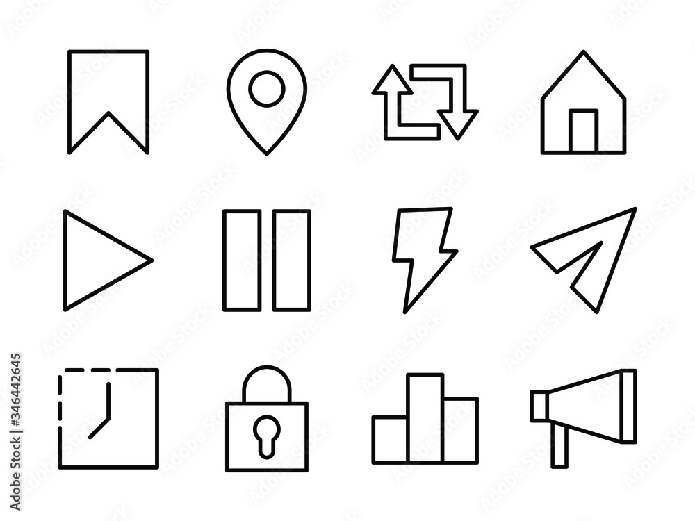 Social Media UI Icon Set Outline Social Media UI Icon Set Outline
