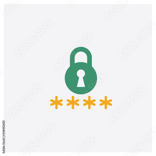 Password concept 2 colored icon. Isolated orange and green Password vector symbol design. Can be used for web and mobile UI/UX