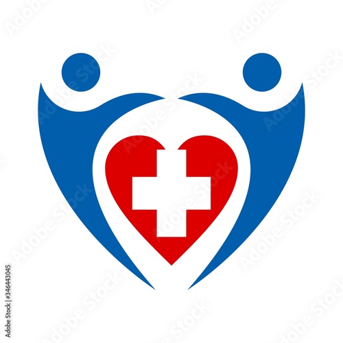 healthcare program for people with love logo and vector icon