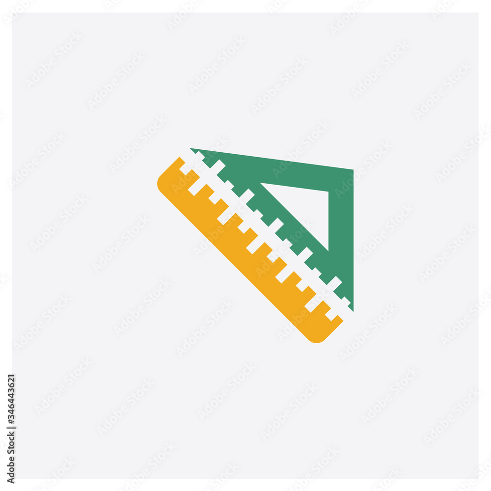 Ruler concept 2 colored icon. Isolated orange and green Ruler vector symbol design. Can be used for web and mobile UI/UX