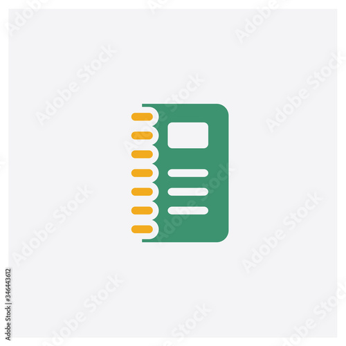 Notebook concept 2 colored icon. Isolated orange and green Notebook vector symbol design. Can be used for web and mobile UI/UX © MMvectors