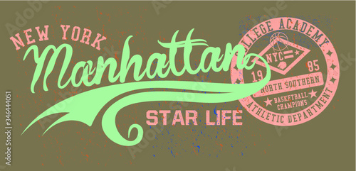 New york manhattan College sports graphic design vector art