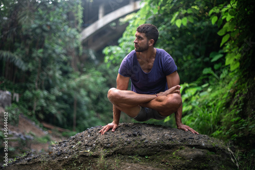 Man practice Yoga practice and meditation outdoor