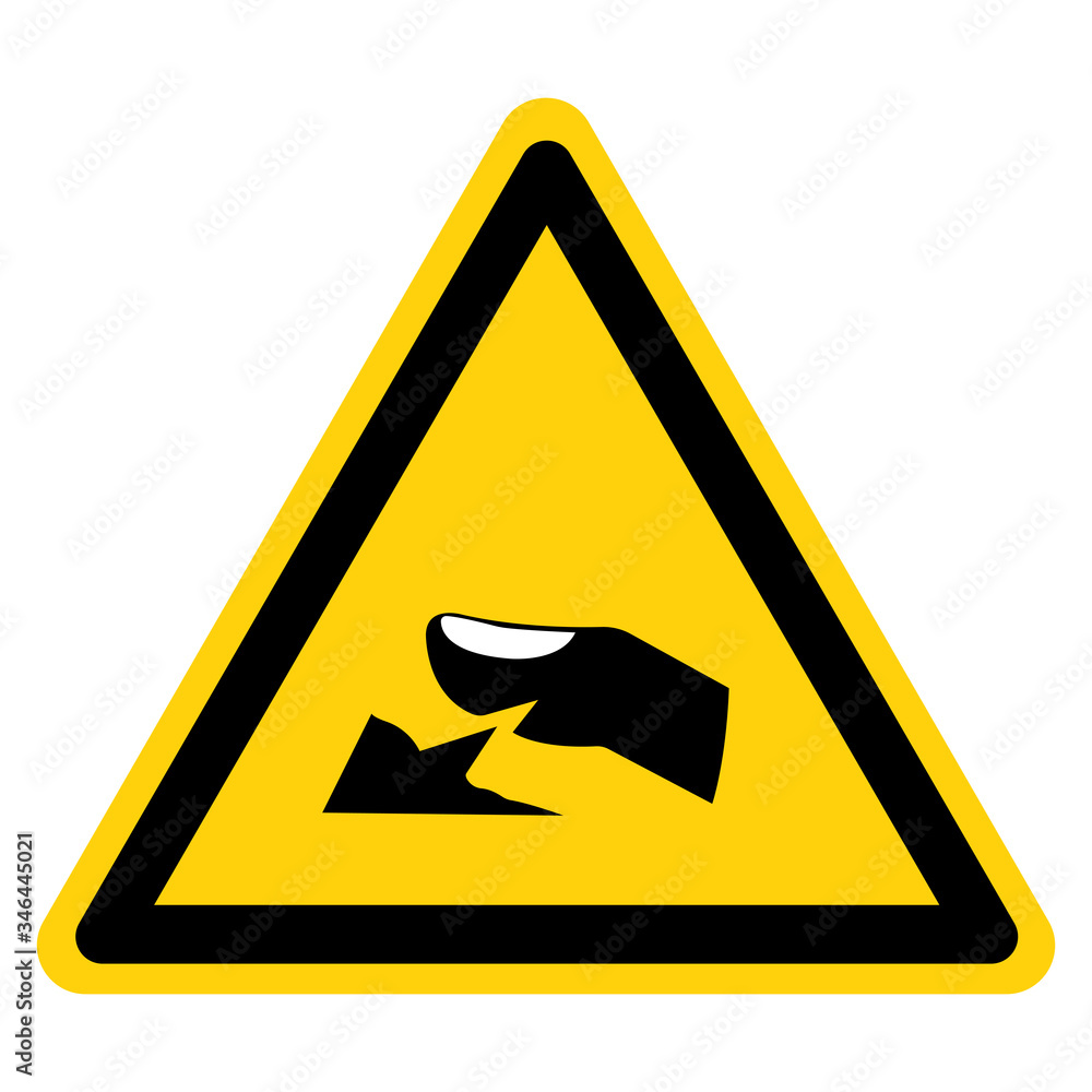 Warning Sharp Edge Of Finger Hazard Symbol Sign ,Vector Illustration, Isolate On White Background Label. EPS10 Warning Sharp Edge Of Finger Hazard Symbol Sign ,Vector Illustration, Isolate On White Background Label. EPS10