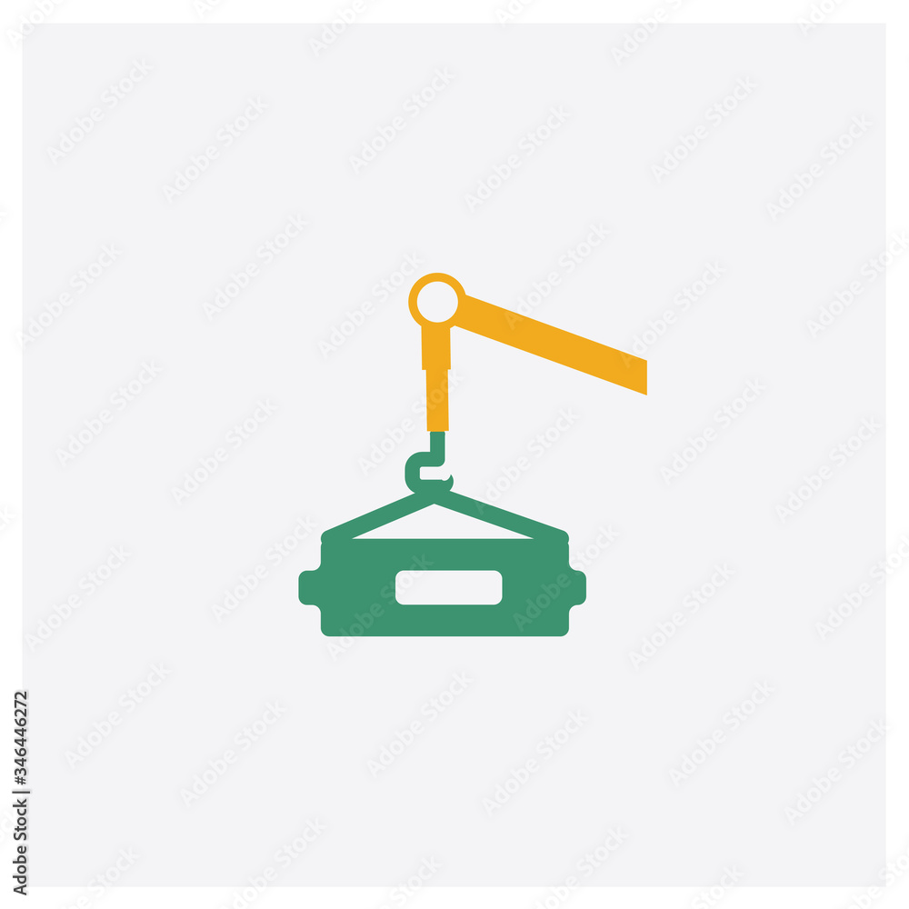 Derrick with Pallet concept 2 colored icon. Isolated orange and green Derrick with Pallet vector symbol design. Can be used for web and mobile UI/UX Derrick with Pallet concept 2 colored icon. Isolated orange and green Derrick with Pallet vector symbol design. Can be used for web and mobile UI/UX