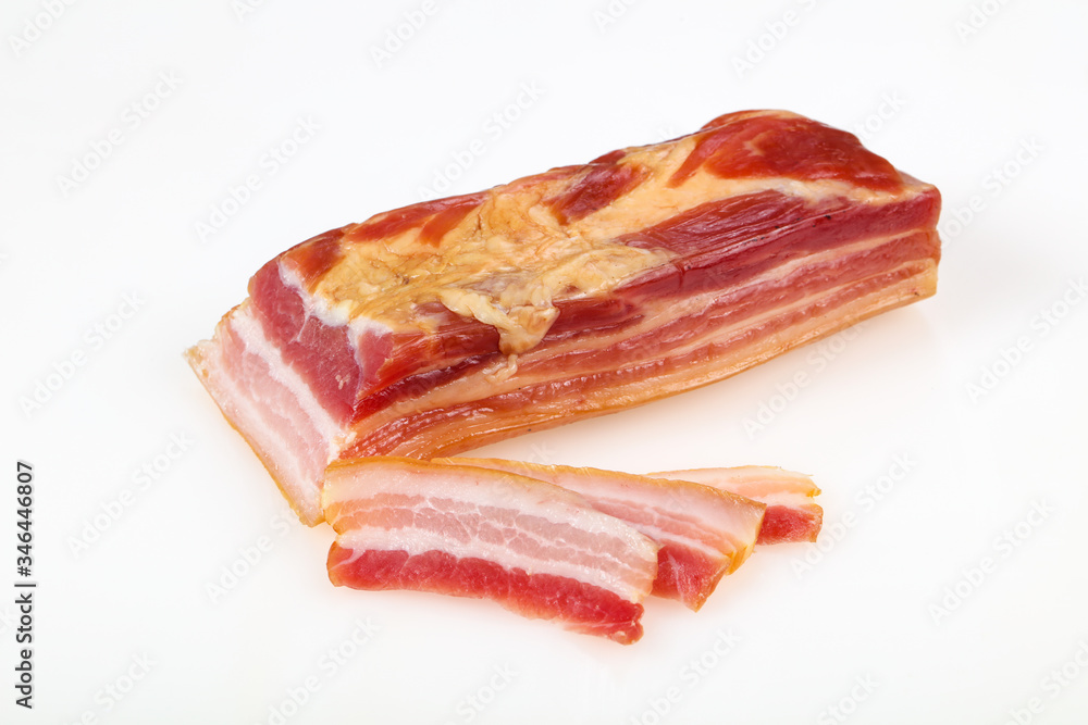 Smoked pork meat over white background Smoked pork meat over white background