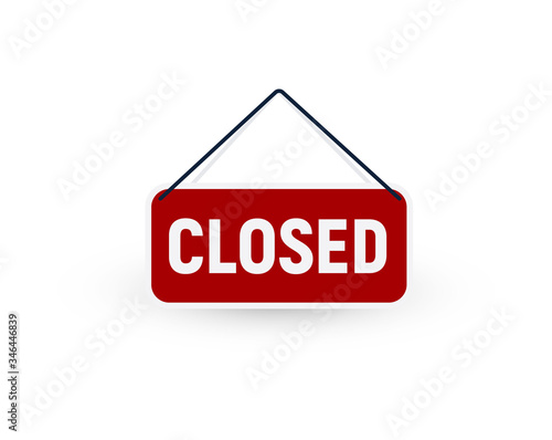 Isolated closed door tablet vector sign. No enter store symbol. Locked room element illustration. Important announcement.