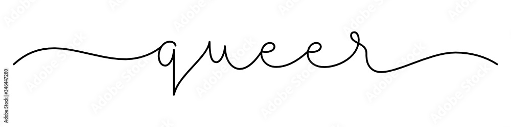 QUEER black vector monoline calligraphy banners with swashes QUEER black vector monoline calligraphy banners with swashes
