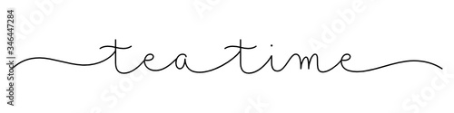 TEA TIME black vector monoline calligraphy banners with swashes