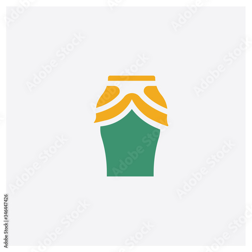 Peplum Skirt concept 2 colored icon. Isolated orange and green Peplum Skirt vector symbol design. Can be used for web and mobile UI/UX