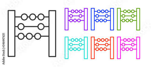 Black line Abacus icon isolated on white background. Traditional counting frame. Education sign. Mathematics school. Set icons colorful. Vector Illustration