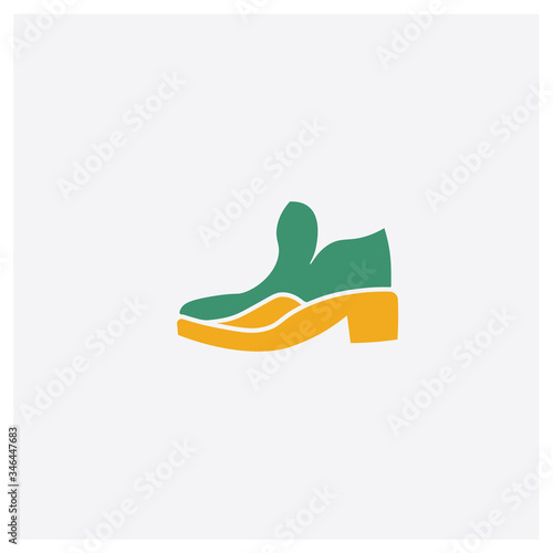 Ankle Boots concept 2 colored icon. Isolated orange and green Ankle Boots vector symbol design. Can be used for web and mobile UI/UX