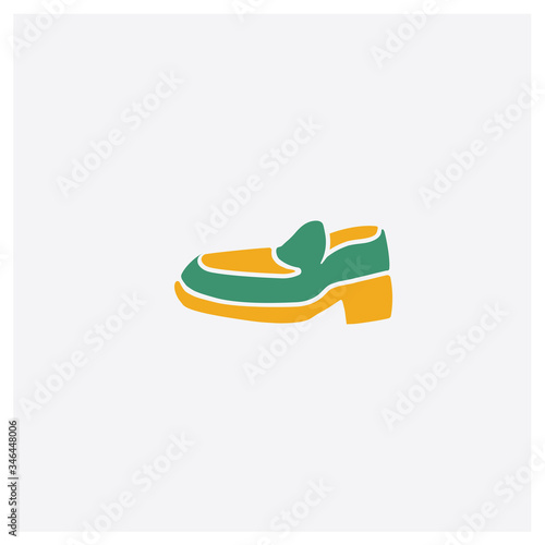 Leather Shoes concept 2 colored icon. Isolated orange and green Leather Shoes vector symbol design. Can be used for web and mobile UI/UX