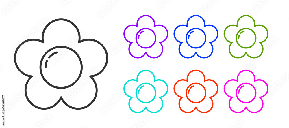 Black line Flower icon isolated on white background. Set icons colorful. Vector Illustration Black line Flower icon isolated on white background. Set icons colorful. Vector Illustration