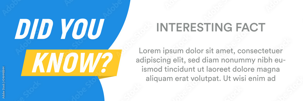 Horizontal banner in flat style for web. Question with did you know question? Interesting fact popup window. Vector illustration. - obrazy, fototapety, plakaty 