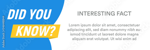 Horizontal banner in flat style for web. Question with did you know question? Interesting fact popup window. Vector illustration.