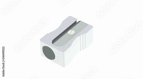 Silver Pencil Sharpener. Vector Illustration, isolated