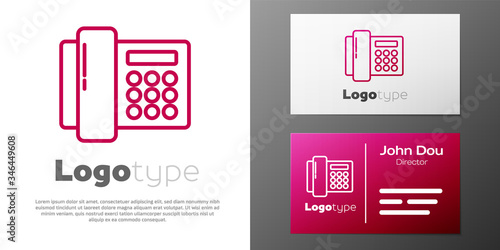 Logotype line Telephone icon isolated on white background. Landline phone. Logo design template element. Vector Illustration