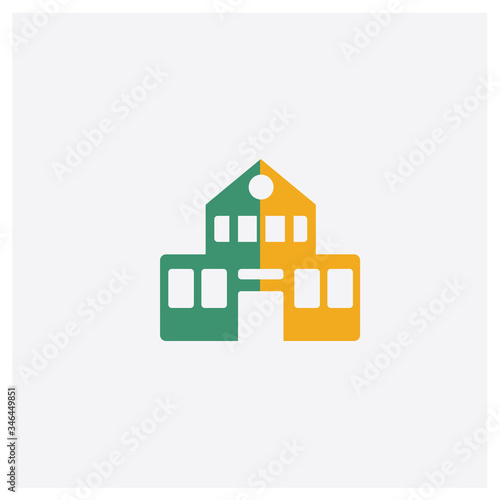 School concept 2 colored icon. Isolated orange and green School vector symbol design. Can be used for web and mobile UI/UX © MMvectors