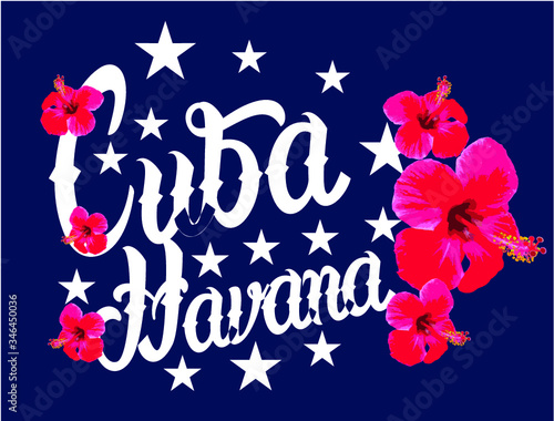Cuba Havana print and embroidery graphic design vector art