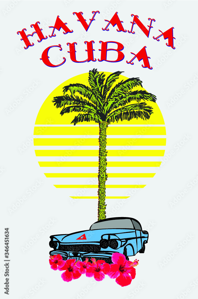 Cuba Havana print and embroidery graphic design vector art