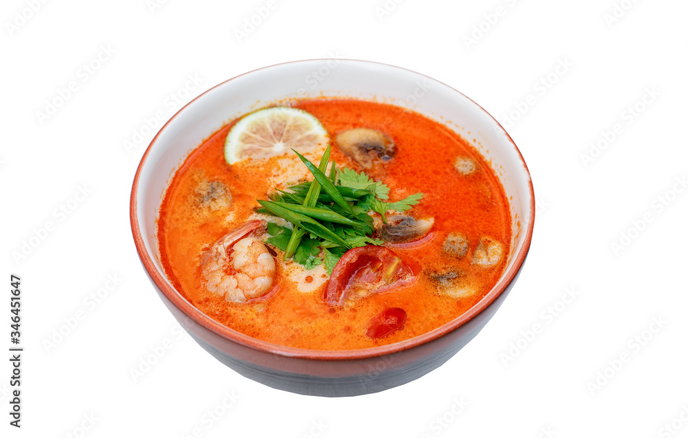 Tom Yam soup isolated on white,  food menu 