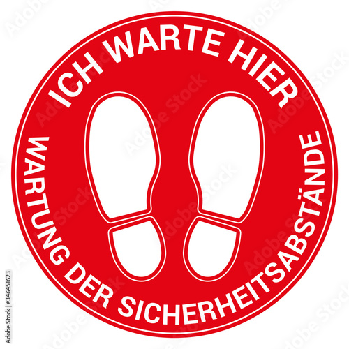 Floor signal for social distancing antivirus, german language, vector illustration