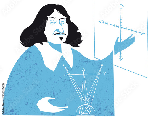 Fotobehang Rene Descartes, Renatus Cartesius, French Philosopher, Mathematician and Writer,