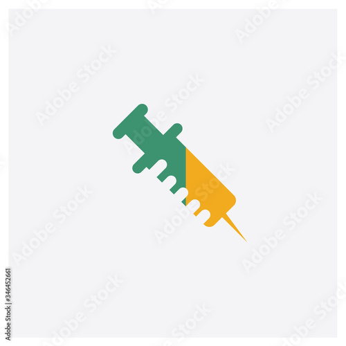 Vaccine concept 2 colored icon. Isolated orange and green Vaccine vector symbol design. Can be used for web and mobile UI/UX