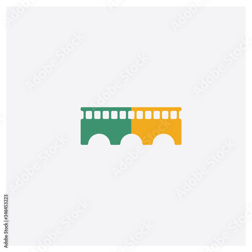Charles bridge concept 2 colored icon. Isolated orange and green Charles bridge vector symbol design. Can be used for web and mobile UI/UX