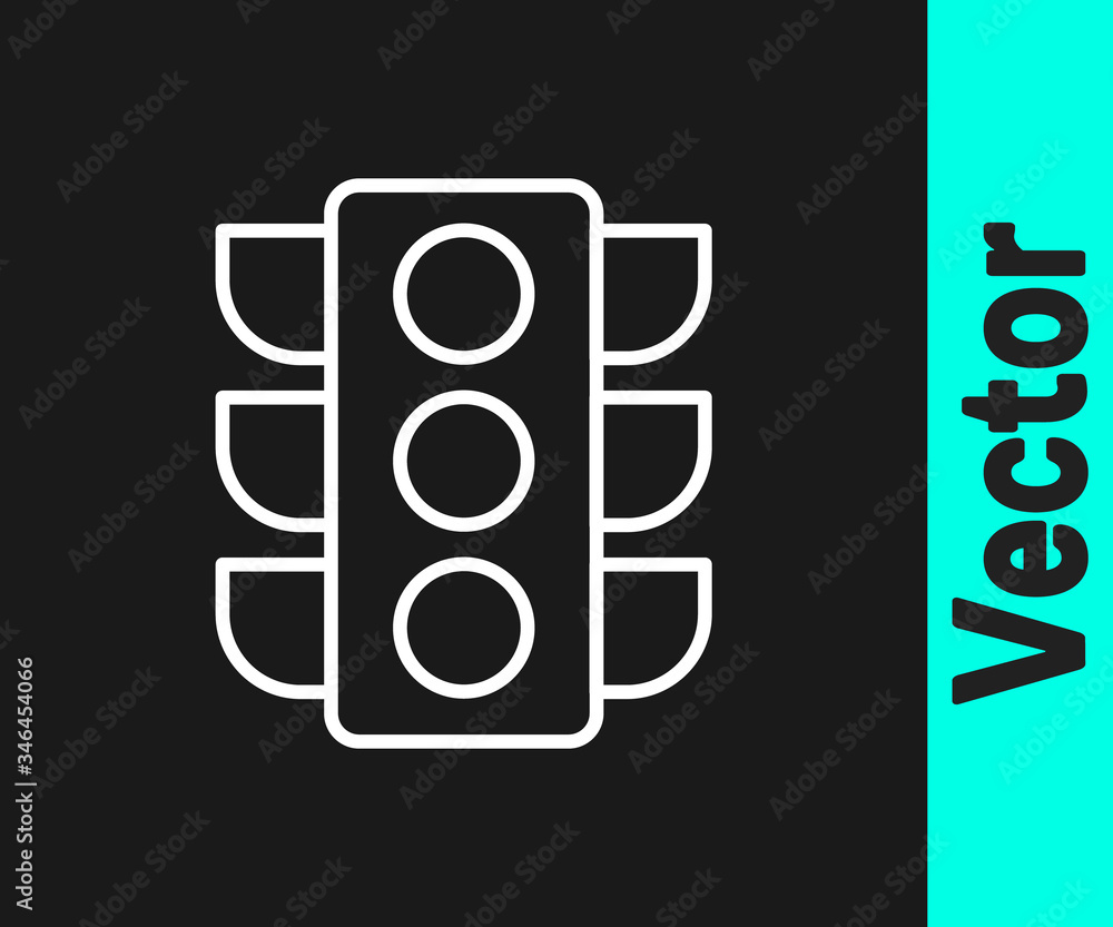 White line Traffic light icon isolated on black background. Vector Illustration White line Traffic light icon isolated on black background. Vector Illustration