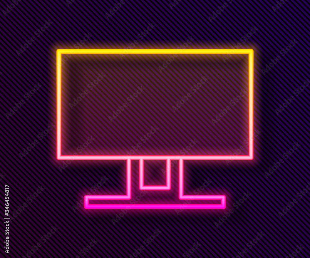 Glowing neon line Smart Tv icon isolated on black background. Television sign. Vector Illustration Glowing neon line Smart Tv icon isolated on black background. Television sign. Vector Illustration