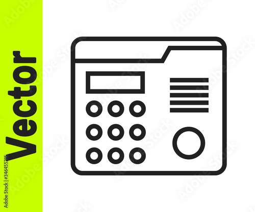 Black line House intercom system icon isolated on white background. Vector Illustration