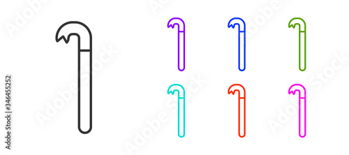 Black line Crowbar icon isolated on white background. Set icons colorful. Vector Illustration