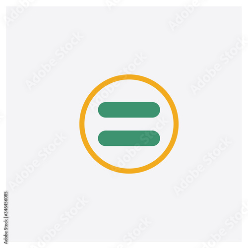 Equal concept 2 colored icon. Isolated orange and green Equal vector symbol design. Can be used for web and mobile UI/UX