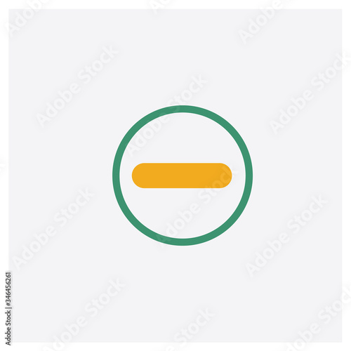 Subtraction concept 2 colored icon. Isolated orange and green Subtraction vector symbol design. Can be used for web and mobile UI/UX