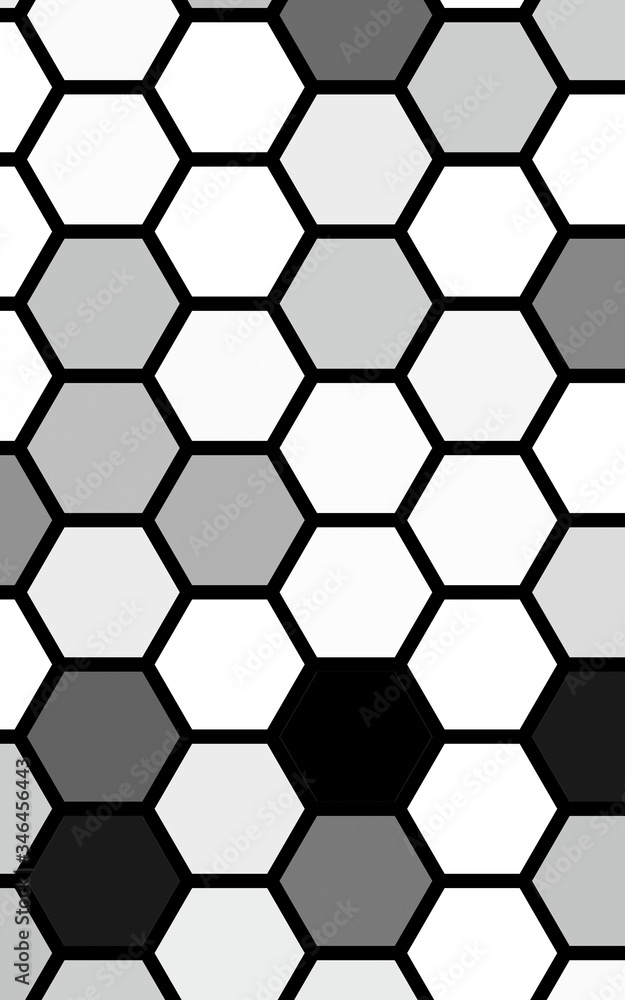 White honeycomb with a gradient color. Isometric geometry. 3D illustration White honeycomb with a gradient color. Isometric geometry. 3D illustration