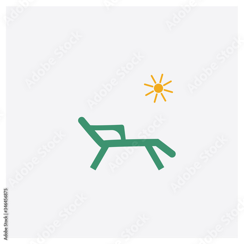 Sunbed concept 2 colored icon. Isolated orange and green Sunbed vector symbol design. Can be used for web and mobile UI/UX