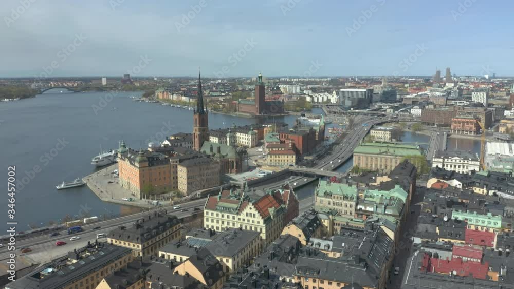 Stockholm City, aerial view of the Swedish capital on a beautiful sunny day.